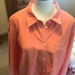 2X long-sleeved blouse, melon-colored